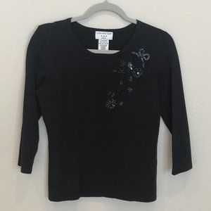 Covington Black Top with Beaded Detail